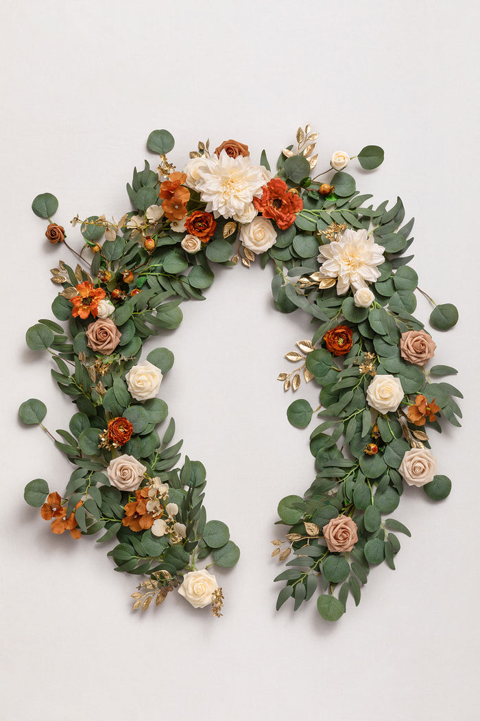 6ft Flower Garland in Sunset Terracotta