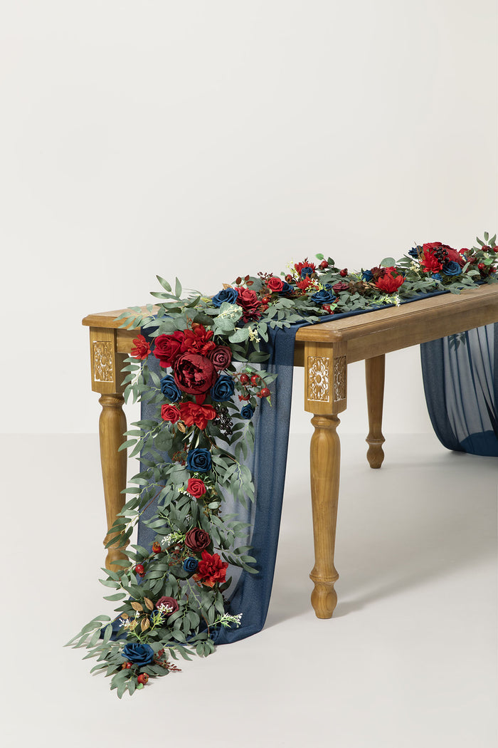 6ft | Guest Table Flower Garlands in Burgundy & Navy