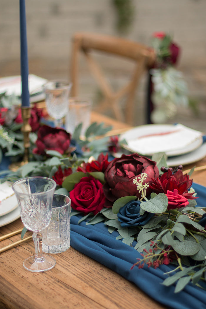 6ft | Guest Table Flower Garlands in Burgundy & Navy