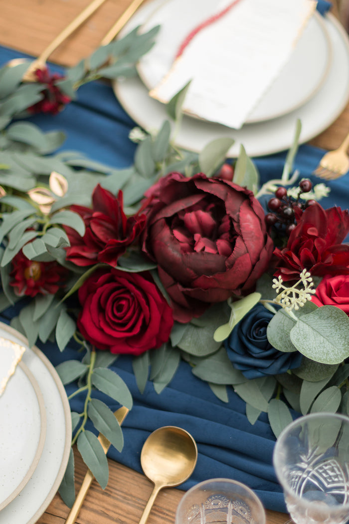 6ft | Guest Table Flower Garlands in Burgundy & Navy