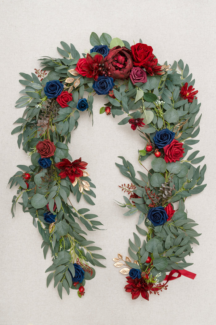 6ft | Guest Table Flower Garlands in Burgundy & Navy