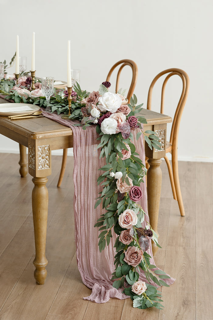 6ft Flower Garland in Dusty Rose & Mauve - Image 2