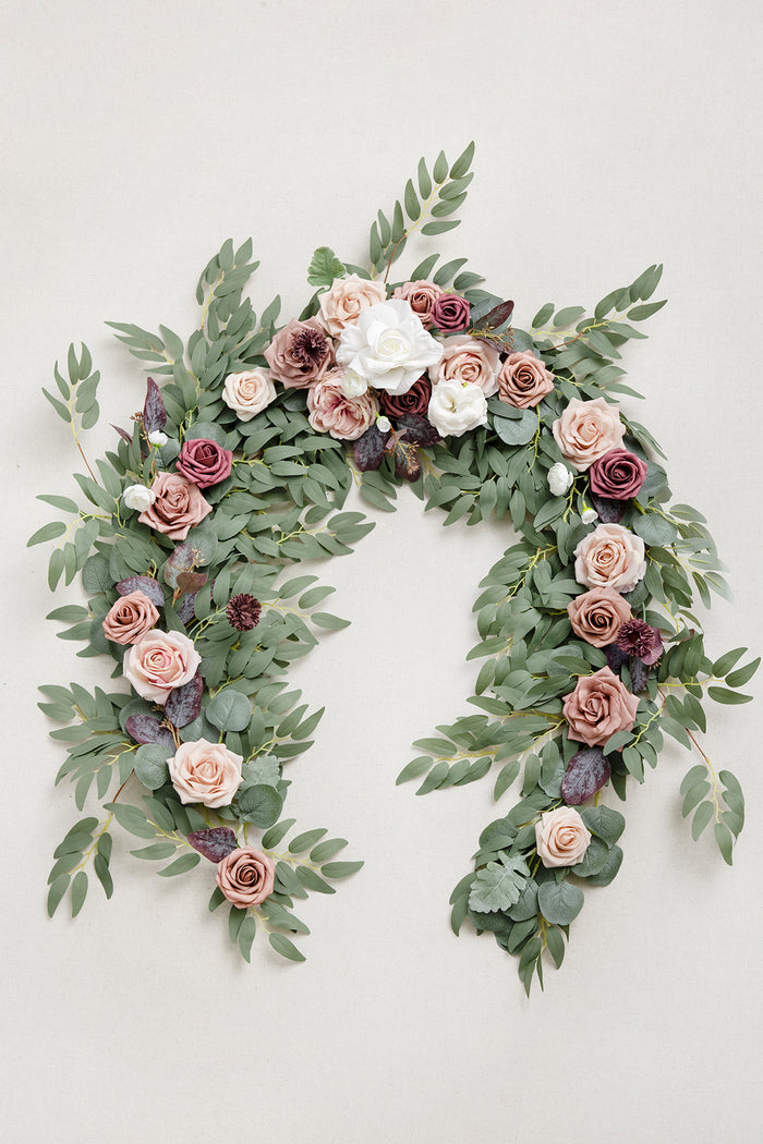 6ft Flower Garland in Dusty Rose & Mauve - Image 4