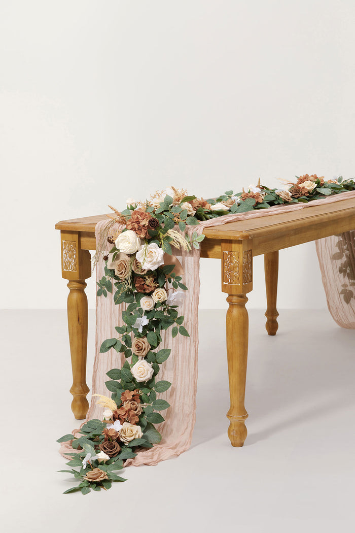 6ft Flower Garland in Earth Brown & Tawny Beige