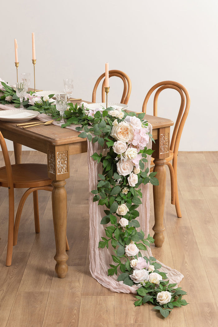 6ft Flower Garland in Powder Pink & Cream - Image 2