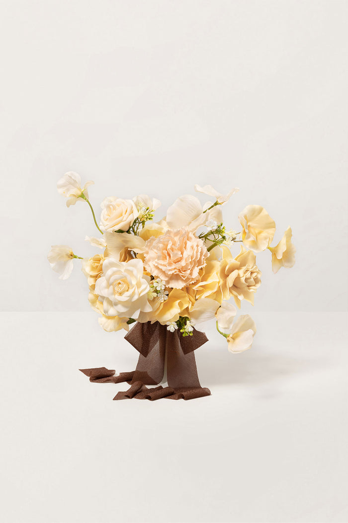Bridesmaid Posy in Earth Brown & Butter Yellow