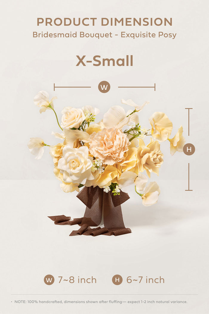 7" Bridesmaid Posy in Earth Brown & Butter Yellow丨Clearance
