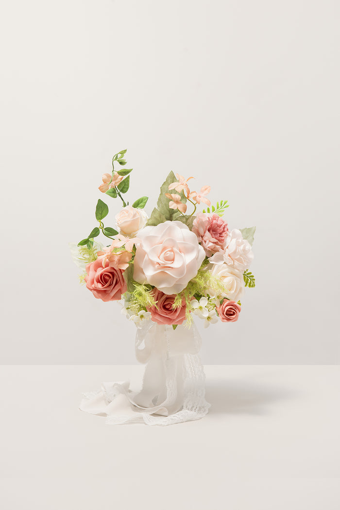 7" Free-Form Bridesmaid Bouquets in Garden Blush