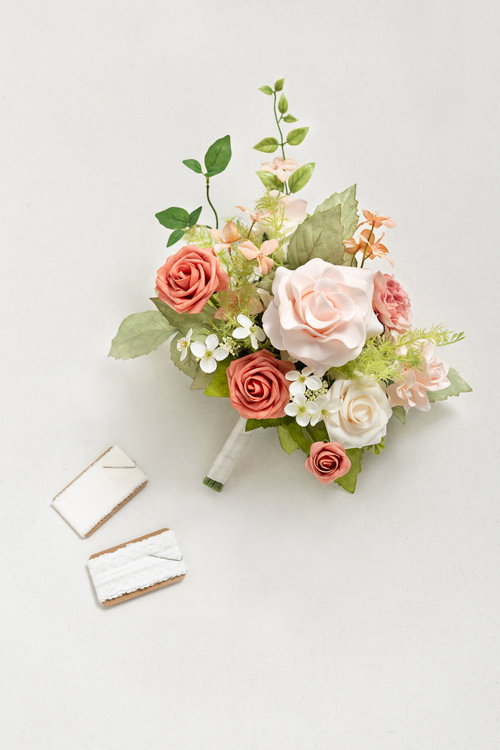 7" Free-Form Bridesmaid Bouquets in Garden Blush