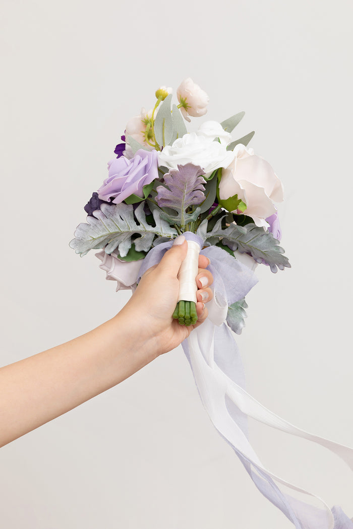 Maid of Honor & Bridesmaid Bouquets in Lilac & Gold - Image 5