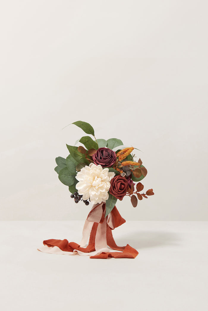 7" Free-Form Bridesmaid Bouquets in Sunset Terracotta
