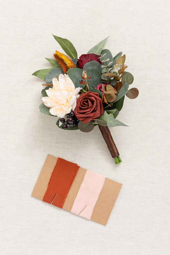 Bridesmaid Posy in Sunset Terracotta - Image 11