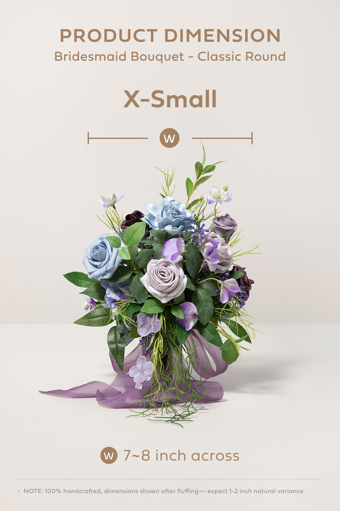 7" Round Bridesmaid Bouquet in Ethereal Purple Dream