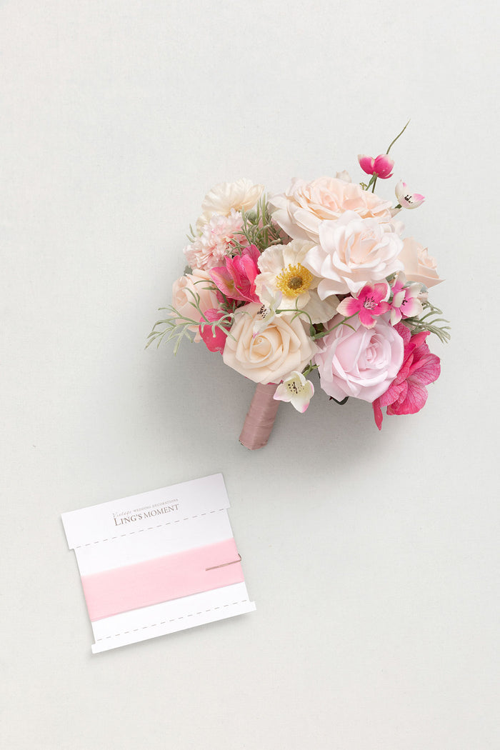 Bridesmaid Bouquet in Powder Pink & Berry Pink & Cream - Image 10