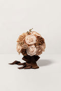 7" Round Bridesmaid Bouquets in Earth Brown & Sand Beige