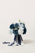 9" Bridesmaid Bouquet in Dusty Blue & Navy