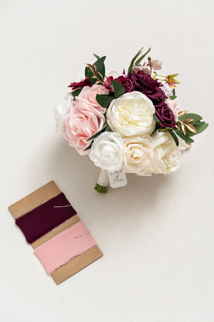 Bridesmaid Bouquet in Romantic Marsala - Image 5