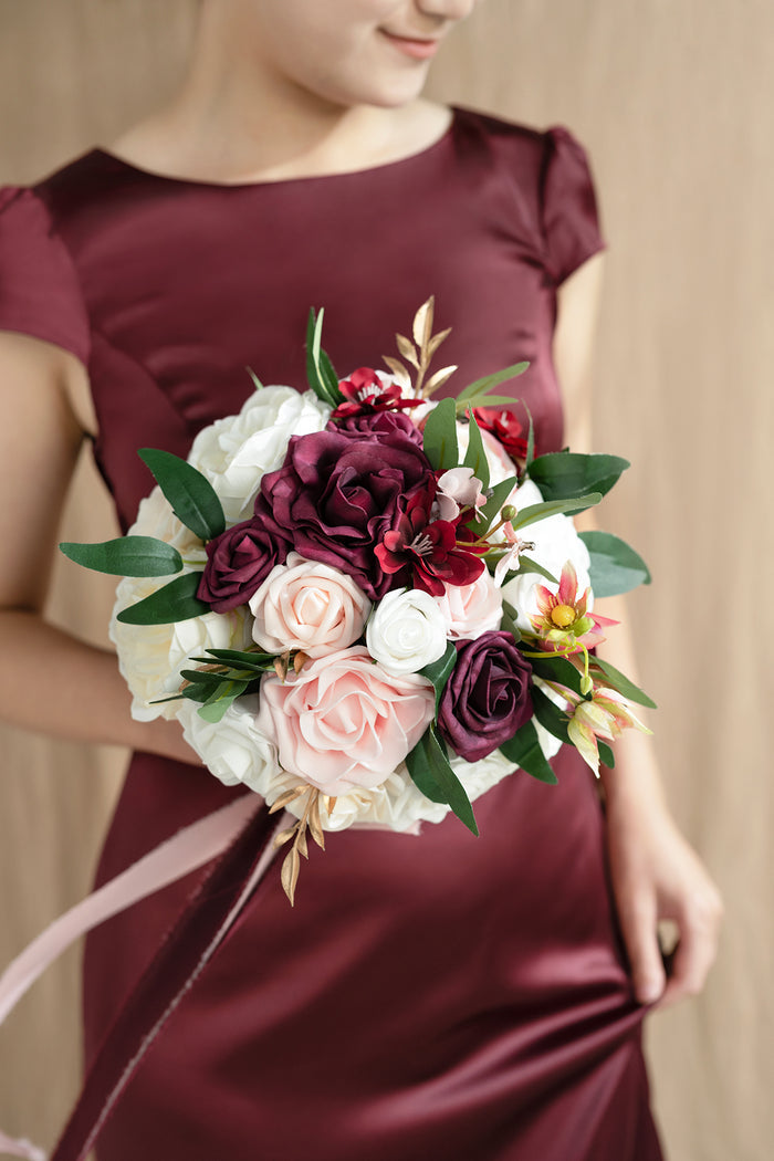 Bridesmaid Bouquet in Romantic Marsala - Image 2