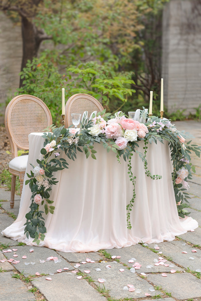 9ft Head Table Flower Garland in Blush & Cream - Image 2