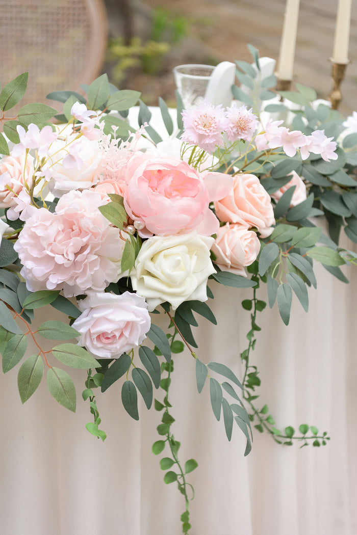 9ft Head Table Flower Garland in Blush & Cream - Image 4