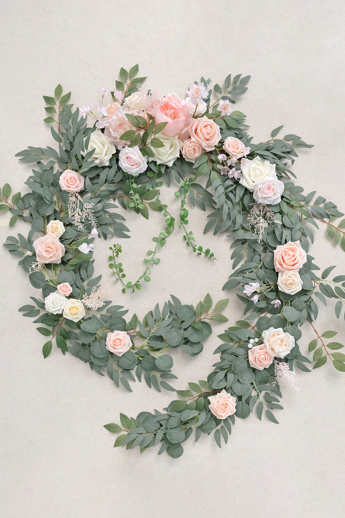 9ft Head Table Flower Garland in Blush & Cream - Image 5