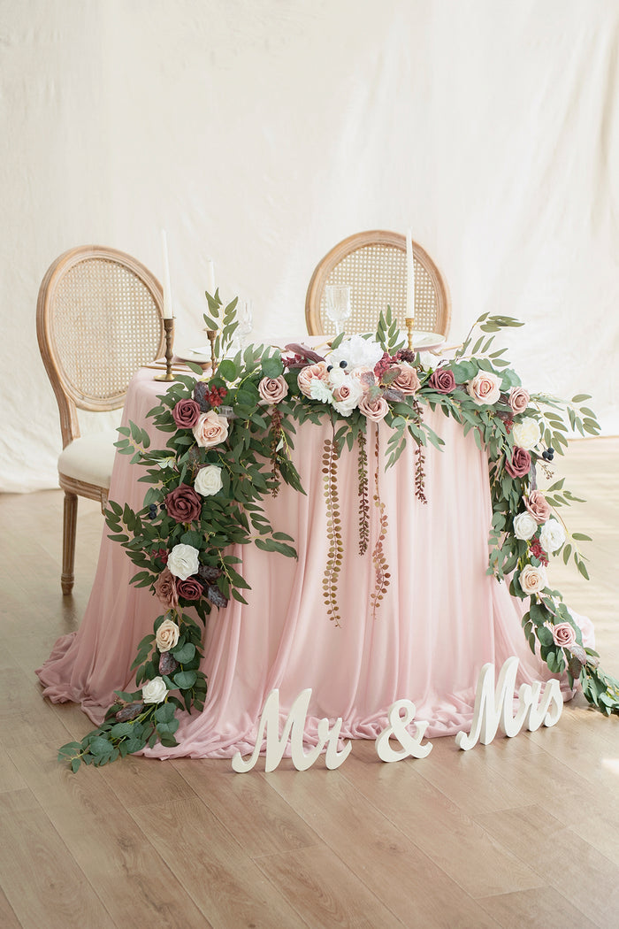 9ft Head Table Flower Garland in Dusty Rose & Mauve - Image 2