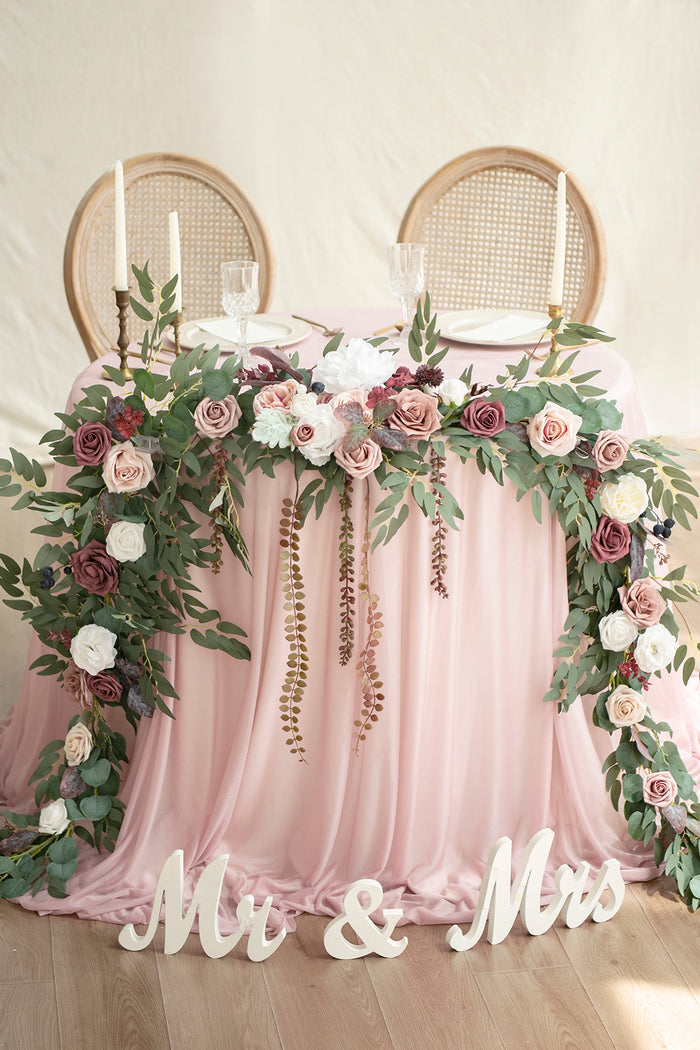 9ft Head Table Flower Garland in Dusty Rose & Mauve - Image 3