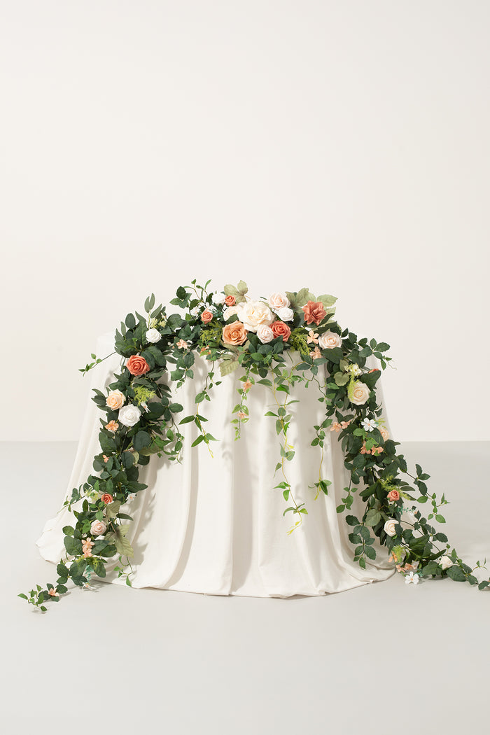 9ft Head Table Flower Garland in Garden Blush