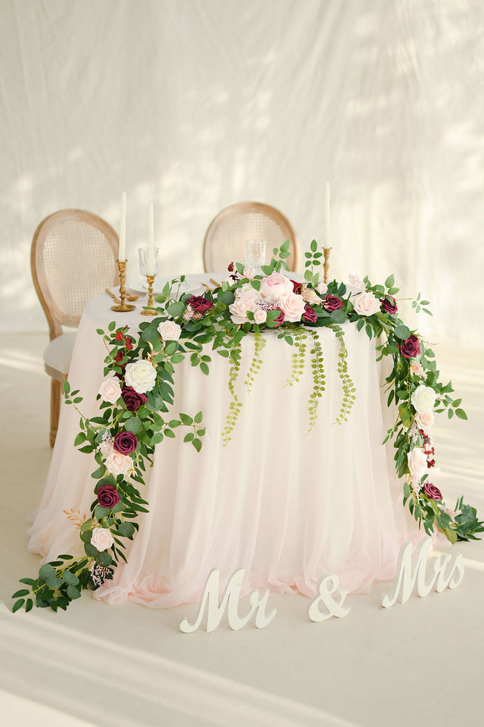 9ft Head Table Flower Garland in Romantic Marsala - Image 3