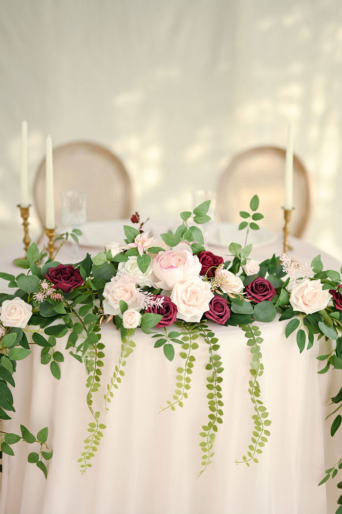 9ft Head Table Flower Garland in Romantic Marsala - Image 4