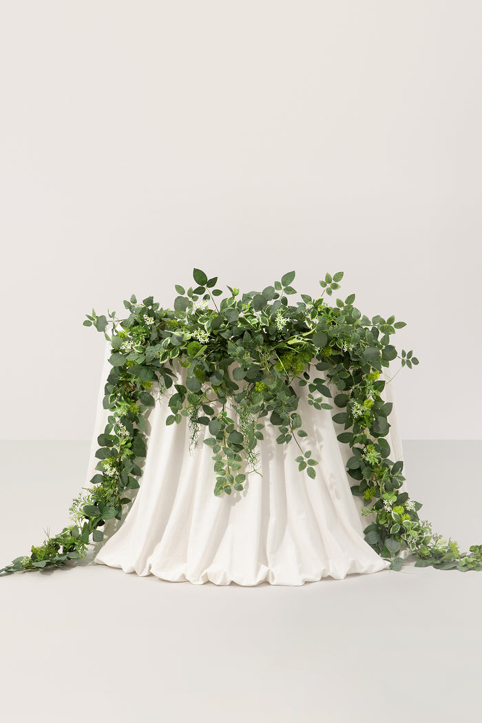 9ft Flower Garland in Sage & Green