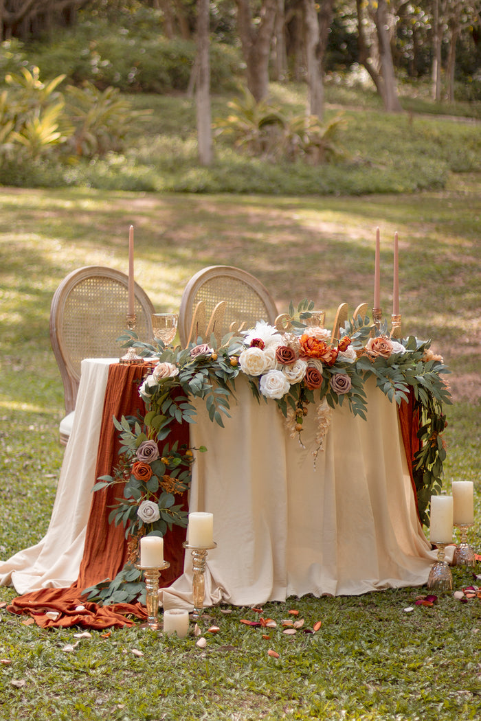 9ft Head Table Flower Garland in Sunset Terracotta - Image 2
