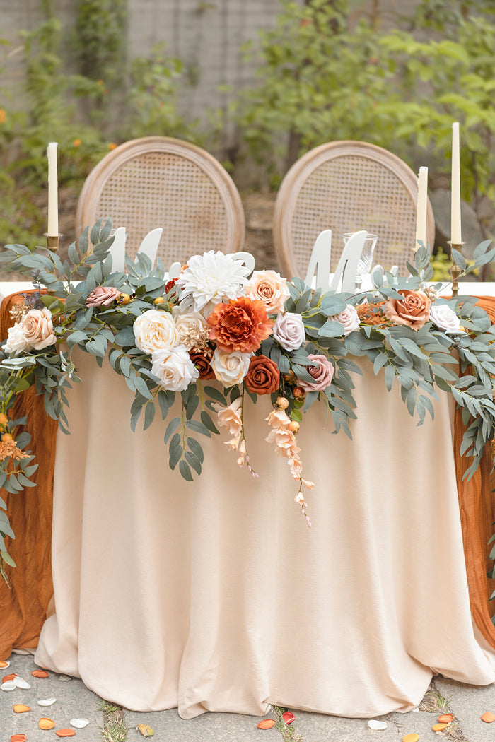 9ft Head Table Flower Garland in Sunset Terracotta - Image 4