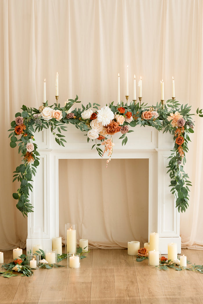 9ft Head Table Flower Garland in Sunset Terracotta - Image 5