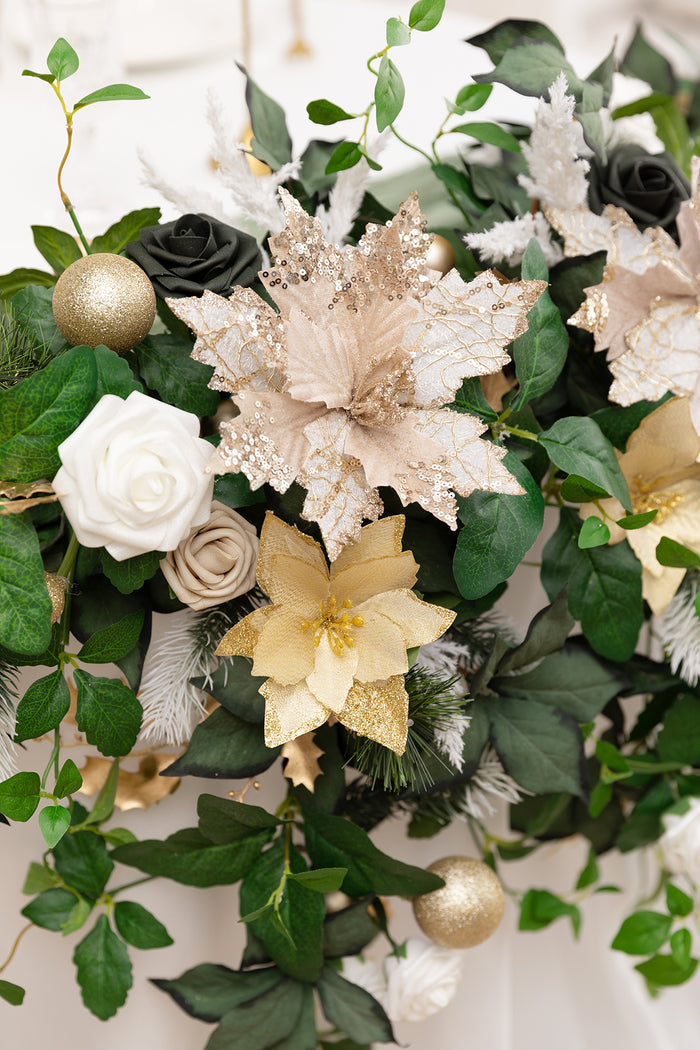 9ft Head Table Flower Garland in Gilded White Christmas Wedding - Image 3