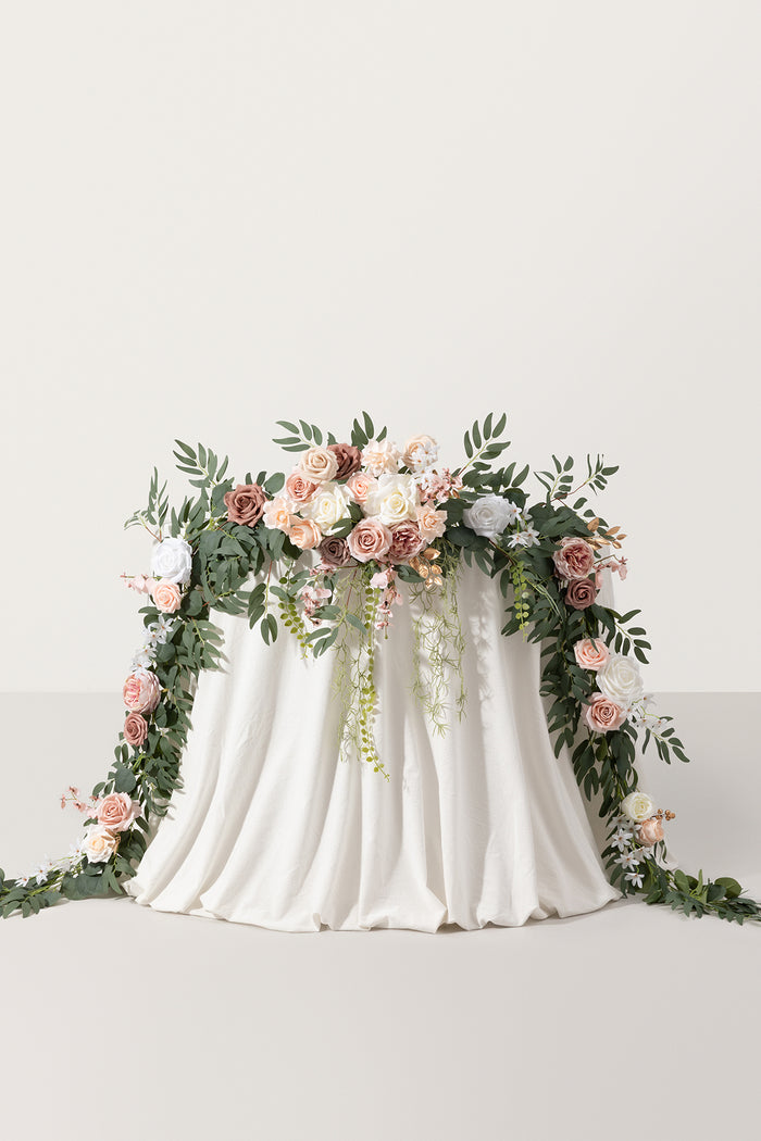 9ft | Head Table Flower Garlands in Dusty Rose & Cream