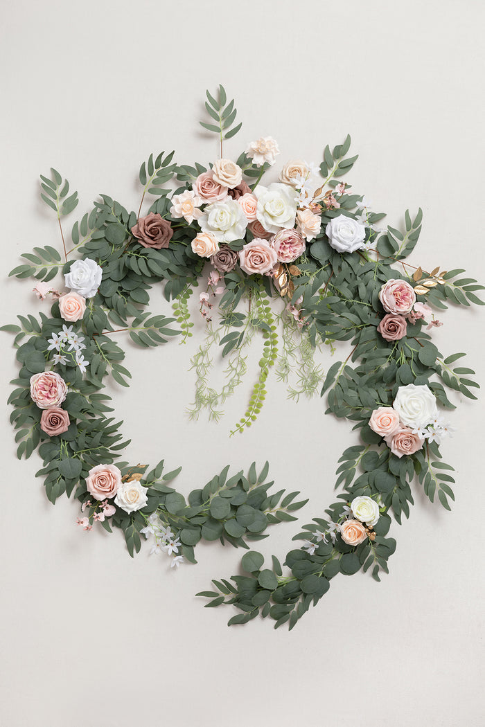 9ft | Head Table Flower Garlands in Dusty Rose & Cream