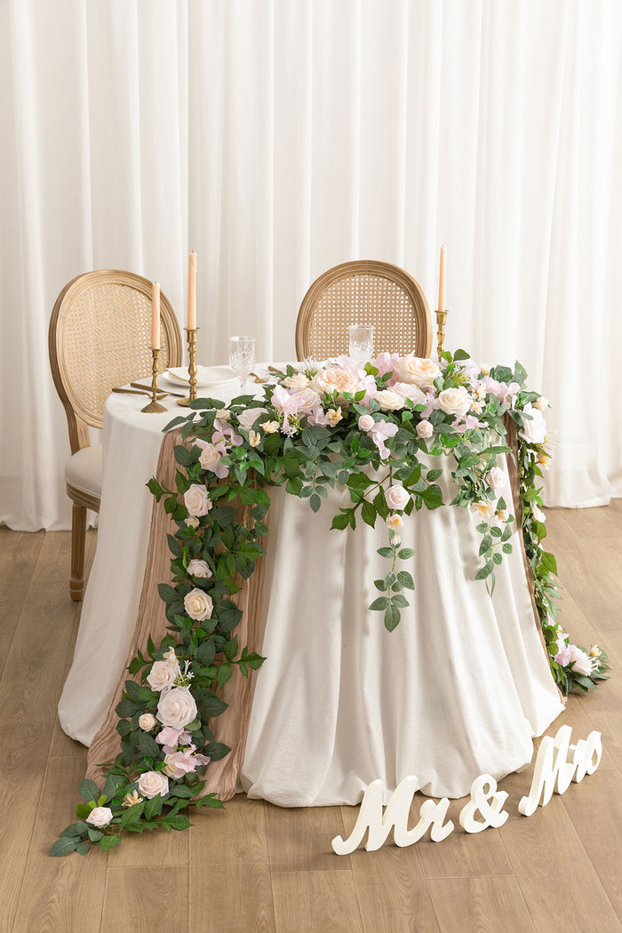9ft Head Table Flower Garland in Powder Pink & Cream - Image 2
