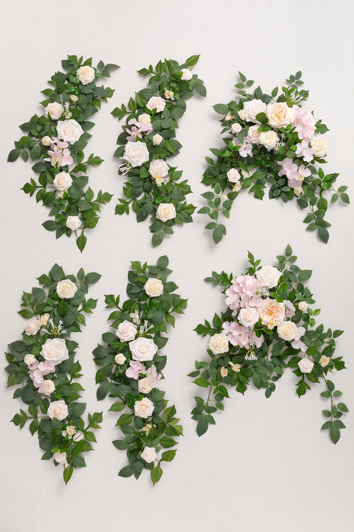 9ft Head Table Flower Garland in Powder Pink & Cream - Image 4