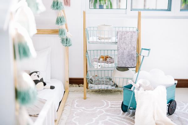 A-Frame Kids Clothes Hanger with Basket Conversion