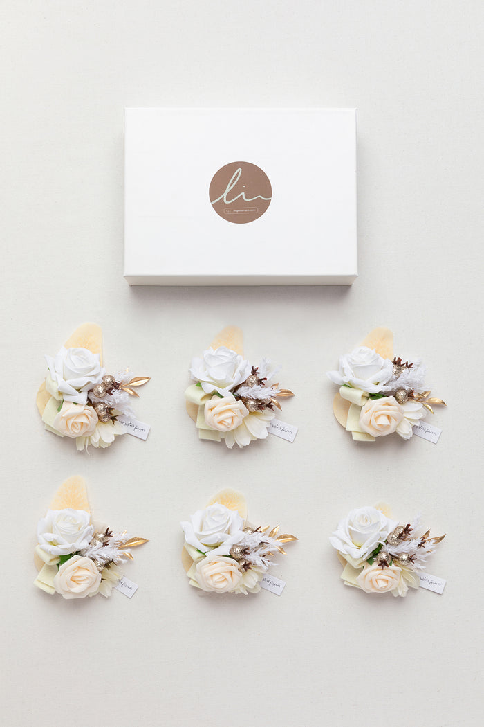 Wrist Corsages in White & Beige - Image 6
