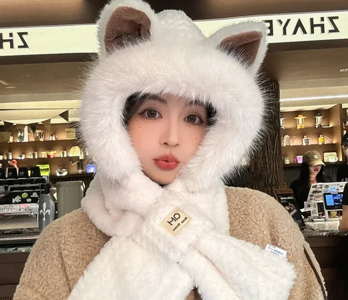 Autumn And Winter Cute Furry Fox Ear Hat Rieworkes