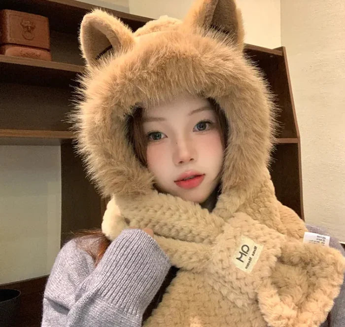 Autumn And Winter Cute Furry Fox Ear Hat Rieworkes