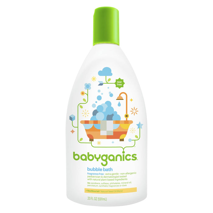 BabyGanics, Bubble Bath, Fragrance Free, 20 fl oz (591 ml)