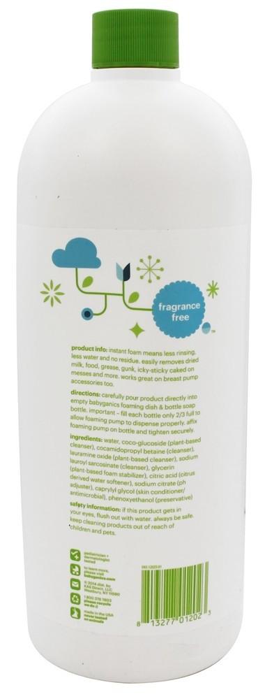 BabyGanics, Foaming Dish & Bottle Soap, Eco Refill, Fragrance Free, 32 fl oz (946 ml)