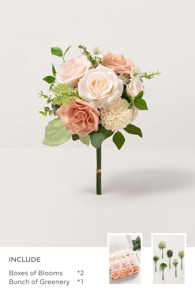 DIY Bridesmaid Bouquet Kit (Set of 4)  - Ballet Pointe & Cream Sage with Sage Mixed Greenery