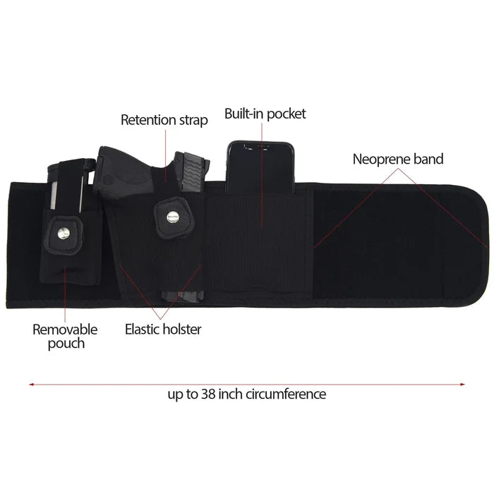 Belly Band Holster Concealed Carry Gun Wrap Holster Elastic Waist Large Pistol Mimarta