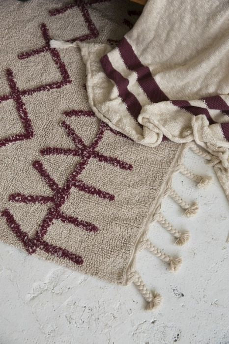 Bereber Burgundy Washable Rug