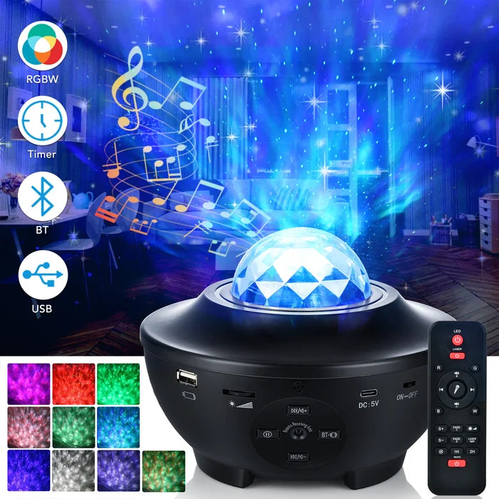Black Galaxy Projector with 360° Starry Sky Light Rieworkes