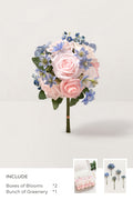DIY Bridesmaid Bouquet Kit (Set of 4) - Blush & White with Dusty Blue Filler